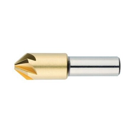 Morse Countersink, Chatterless, Series 1755, 14 Body Dia, 2 Overall Length, 14 Shank Dia, 6 Flutes,  25694